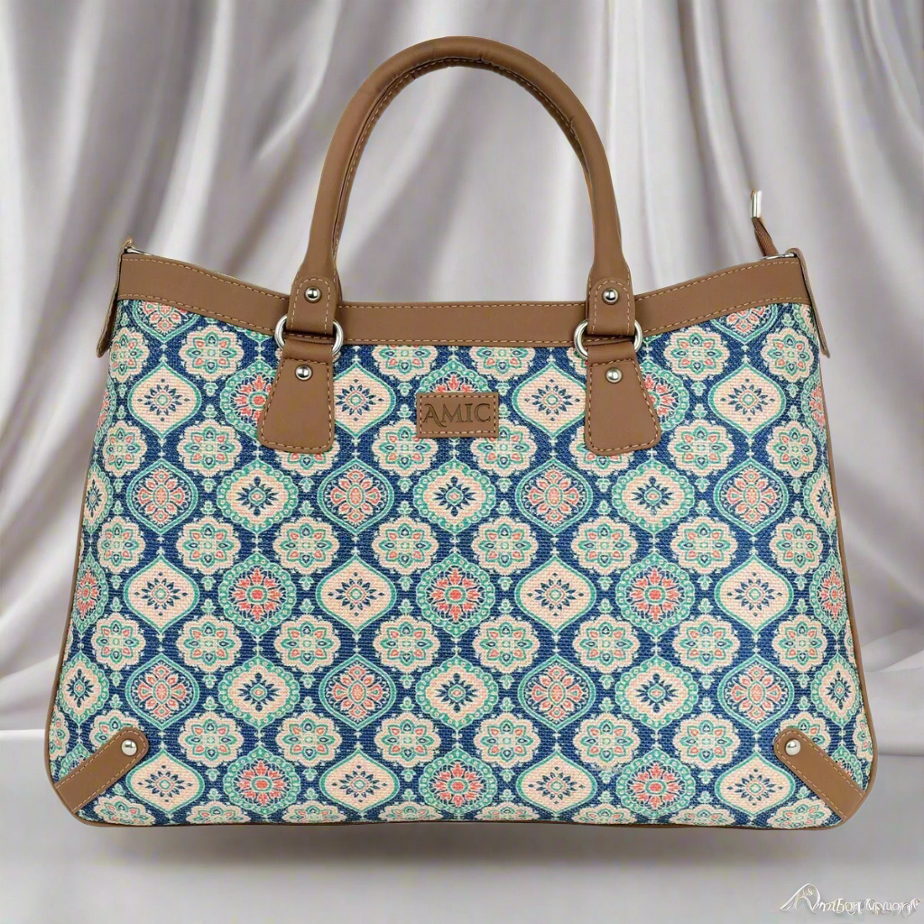 Vibrant Handbag with Intricate Floral Patterns – Amic