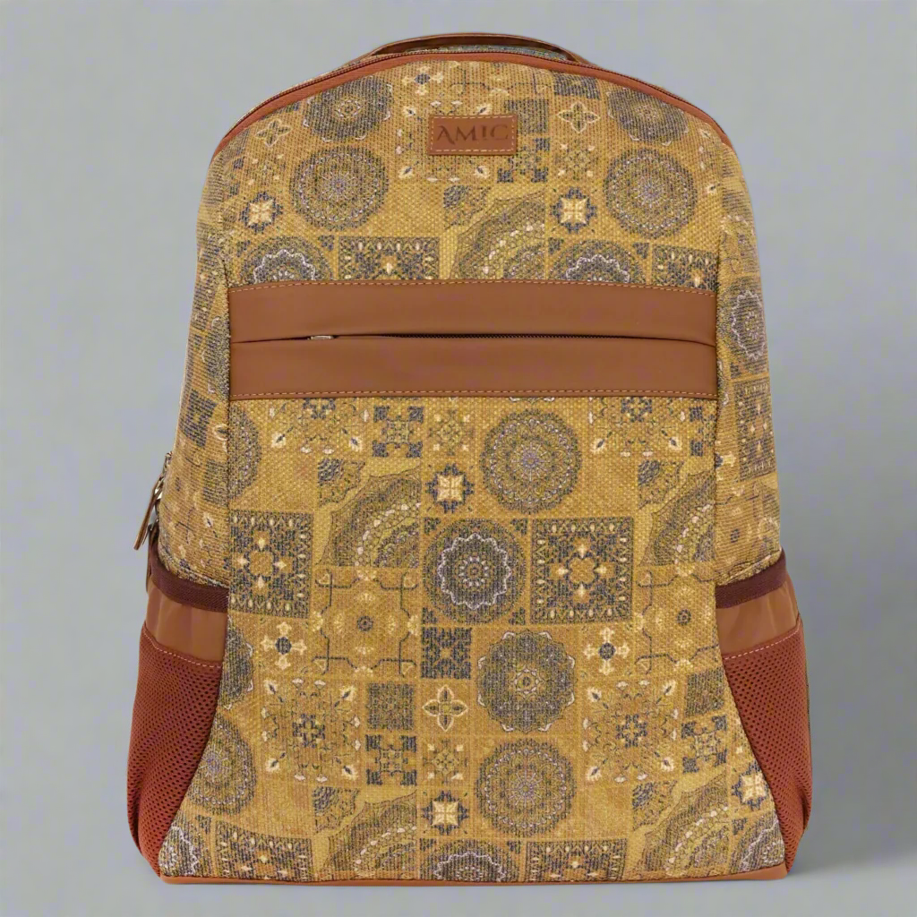 Amic Women Jute Printed Handcrafted Office, College Handbag 18 L Backpack