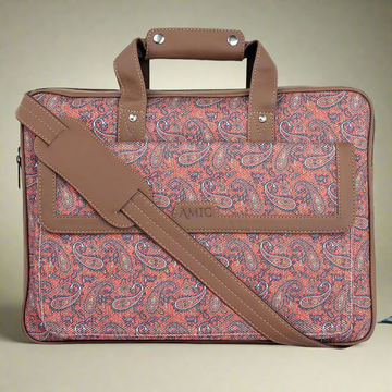 Paisley Print Laptop Bag with Vegan Leather Trim | AMIC
