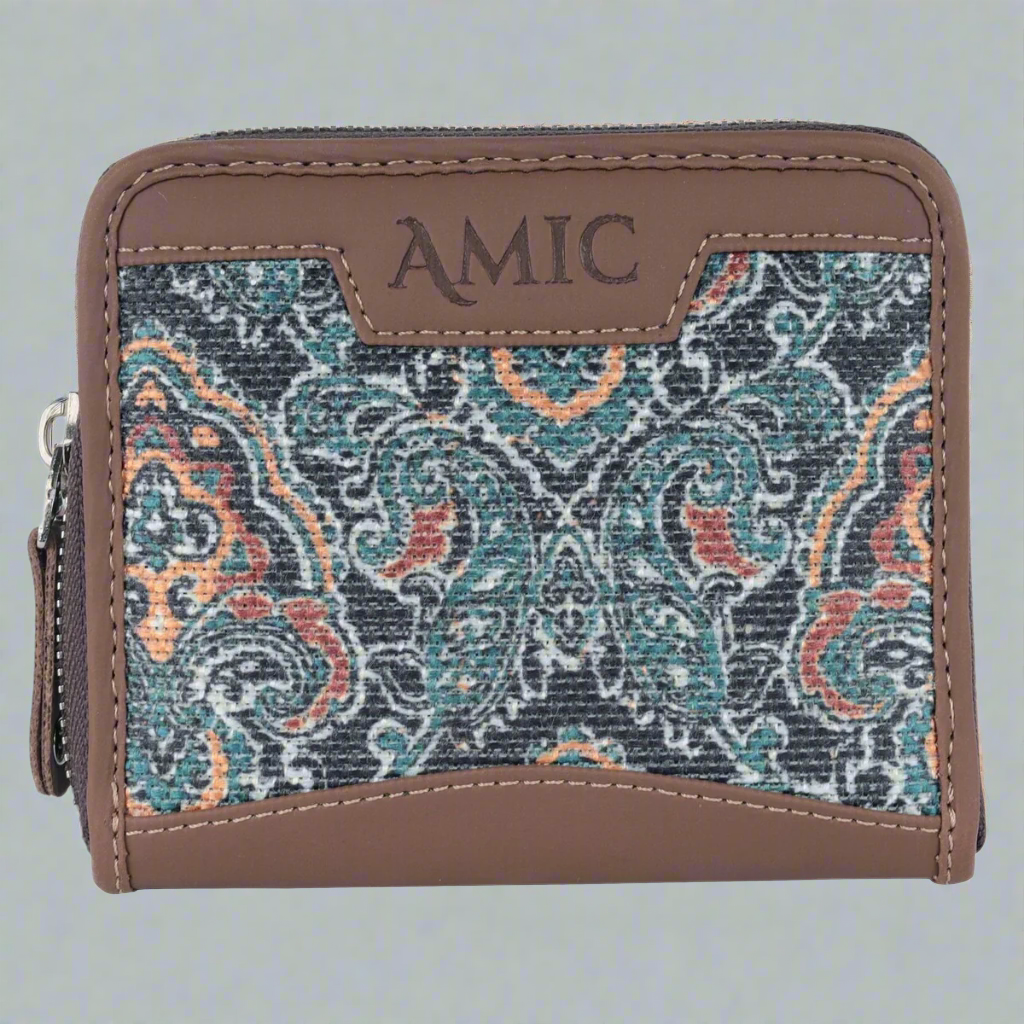 Compact Mini Wallet with Paisley Design | AMIC